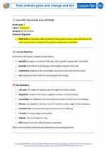 Science - Third Grade - Lesson plan: How animals grow and change and live
