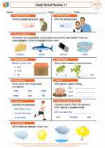 English Language Arts - First Grade - Worksheet: Daily Spiral Review 11