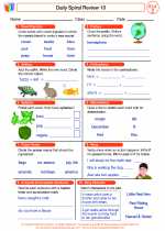 English Language Arts - Second Grade - Worksheet: Daily Spiral Review 10