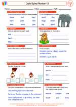 English Language Arts - Third Grade - Worksheet: Daily Spiral Review 10