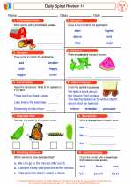 English Language Arts - Third Grade - Worksheet: Daily Spiral Review 14