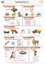 English Language Arts - First Grade - Worksheet: Daily Spiral Review 12