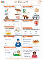 English Language Arts - First Grade - Worksheet: Daily Spiral Review 13