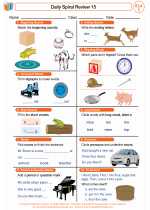 English Language Arts - First Grade - Worksheet: Daily Spiral Review 15