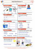 English Language Arts - Second Grade - Worksheet: Daily Spiral Review 14