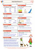 English Language Arts - Second Grade - Worksheet: Daily Spiral Review 15