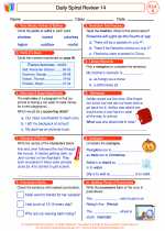 English Language Arts - Fourth Grade - Worksheet: Daily Spiral Review 14