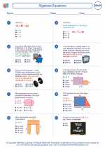 Mathematics - Sixth Grade - Worksheet: Algebraic Equations