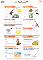 English Language Arts - First Grade - Worksheet: Daily Spiral Review 17