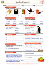 English Language Arts - Second Grade - Worksheet: Daily Spiral Review 18