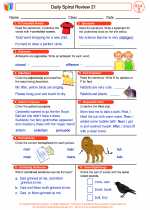 English Language Arts - Third Grade - Worksheet: Daily Spiral Review 21