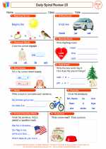 English Language Arts - First Grade - Worksheet: Daily Spiral Review 20