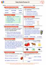 English Language Arts - Fourth Grade - Worksheet: Daily Spiral Review 24