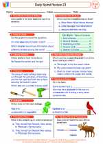 English Language Arts - Fourth Grade - Worksheet: Daily Spiral Review 23