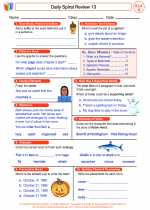 English Language Arts - Fourth Grade - Worksheet: Daily Spiral Review 13