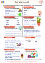 English Language Arts - Third Grade - Worksheet: Daily Spiral Review 28