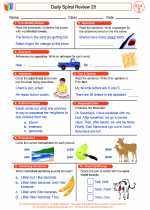 English Language Arts - Third Grade - Worksheet: Daily Spiral Review 25