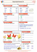 English Language Arts - Third Grade - Worksheet: Daily Spiral Review 24