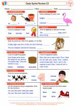 English Language Arts - Third Grade - Worksheet: Daily Spiral Review 23