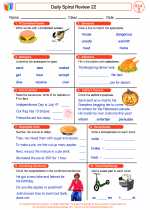 English Language Arts - Third Grade - Worksheet: Daily Spiral Review 22