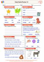 English Language Arts - Third Grade - Worksheet: Daily Spiral Review 12