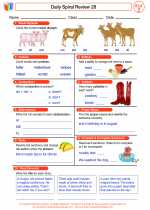 English Language Arts - Second Grade - Worksheet: Daily Spiral Review 28