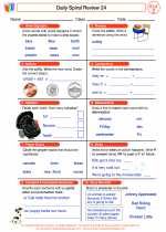 English Language Arts - Second Grade - Worksheet: Daily Spiral Review 24