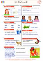 English Language Arts - Second Grade - Worksheet: Daily Spiral Review 21