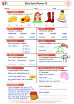 English Language Arts - Second Grade - Worksheet: Daily Spiral Review 12