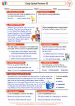English Language Arts - Fifth Grade - Worksheet: Daily Spiral Review 30