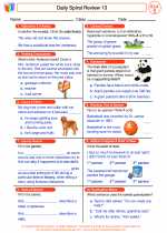 English Language Arts - Fifth Grade - Worksheet: Daily Spiral Review 13