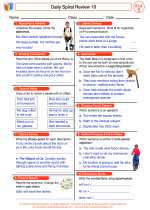 English Language Arts - Fifth Grade - Worksheet: Daily Spiral Review 10