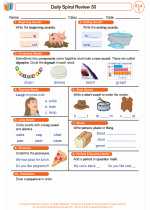 English Language Arts - First Grade - Worksheet: Daily Spiral Review 30