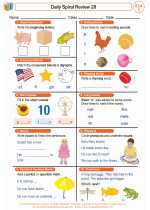 English Language Arts - First Grade - Worksheet: Daily Spiral Review 28