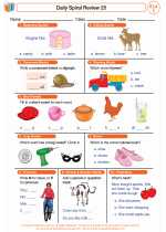 English Language Arts - First Grade - Worksheet: Daily Spiral Review 25