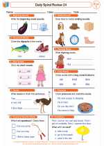 English Language Arts - First Grade - Worksheet: Daily Spiral Review 24