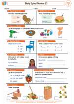 English Language Arts - First Grade - Worksheet: Daily Spiral Review 23