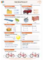 English Language Arts - First Grade - Worksheet: Daily Spiral Review 21