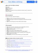 Science - Fourth Grade - Lesson plan: Force, Motion, and Energy - Bundle