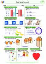 Mathematics - Second Grade - Worksheet: Daily Spiral Review 2, Grade 2