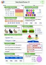 Mathematics - Second Grade - Worksheet: Daily Spiral Review 10, Grade 2