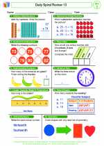 Mathematics - Second Grade - Worksheet: Daily Spiral Review 13, Grade 2