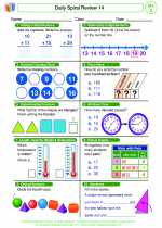 Mathematics - Second Grade - Worksheet: Daily Spiral Review 14, Grade 2