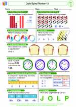 Mathematics - Second Grade - Worksheet: Daily Spiral Review 15, Grade 2