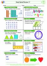 Mathematics - Second Grade - Worksheet: Daily Spiral Review 17, Grade 2