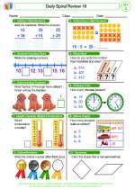 Mathematics - Second Grade - Worksheet: Daily Spiral Review 18, Grade 2