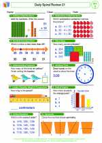 Mathematics - Second Grade - Worksheet: Daily Spiral Review 21, Grade 2
