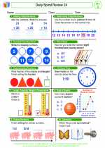 Mathematics - Second Grade - Worksheet: Daily Spiral Review 24, Grade 2