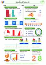Mathematics - Second Grade - Worksheet: Daily Spiral Review 25, Grade 2