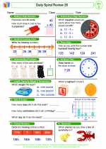 Mathematics - Second Grade - Worksheet: Daily Spiral Review 26, Grade 2